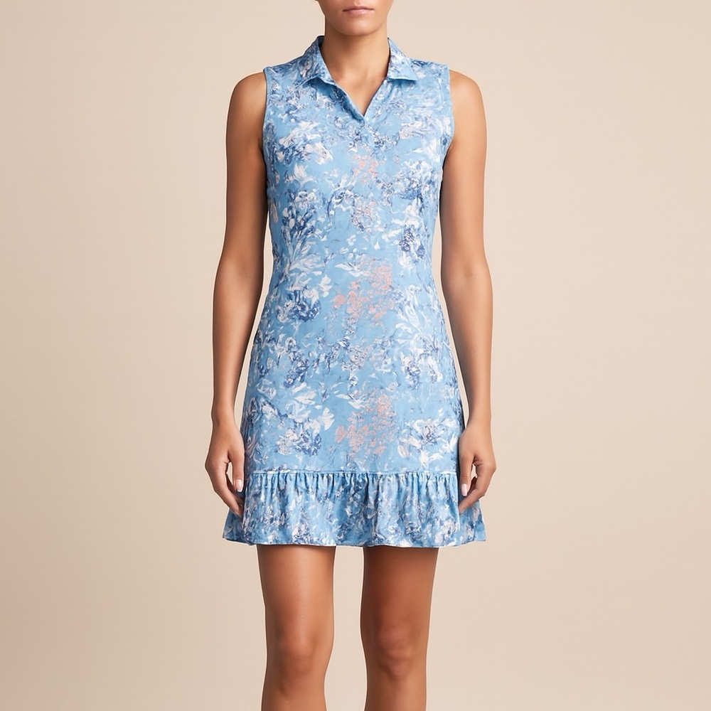Laura Ashley Light Blue Floral Sleeveless Mini Dress